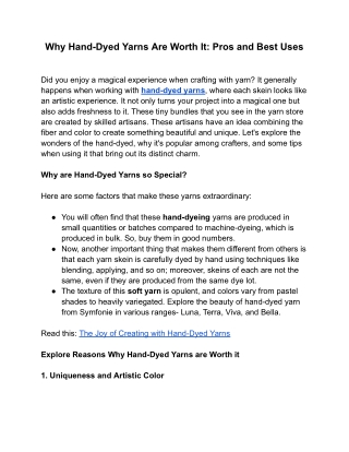 Why Hand-Dyed Yarns Are Worth It - Pros and Best Uses