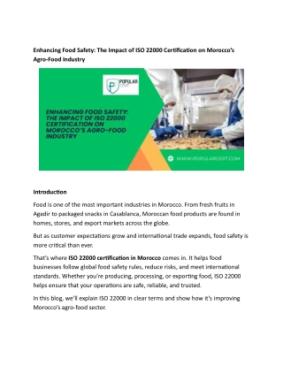 Enhancing Food Safety ISO 22000 in Morocco
