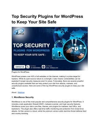 Top Security Plugins for WordPress to Keep Your Site Safe