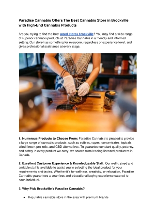 Paradise Cannabis Offers The Best Cannabis Store in Brockville with High-End Cannabis Products