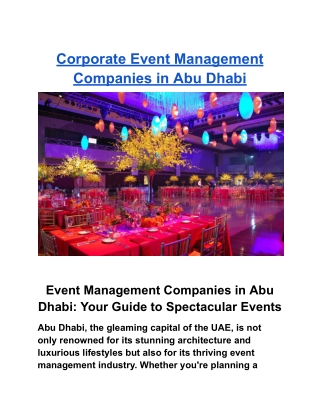 Corporate Event Management Companies in Abu Dhabi