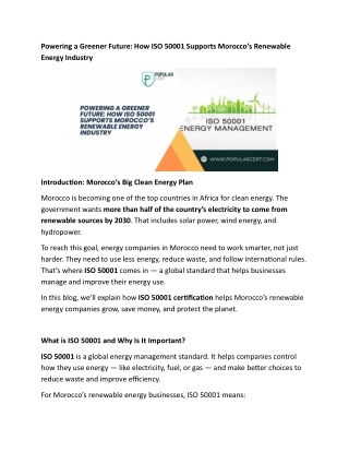 Powering a Greener Future ISO 5000 1in Morocco