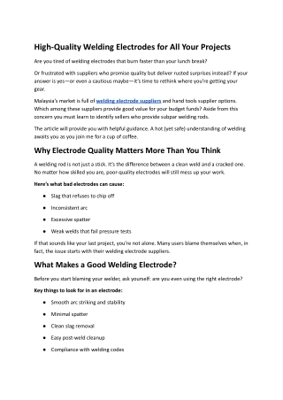 High-Quality Welding Electrodes for All Your Projects