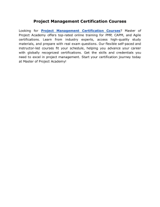 Project Management Certification Courses