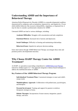Understanding ADHD and the Importance of Behaviora