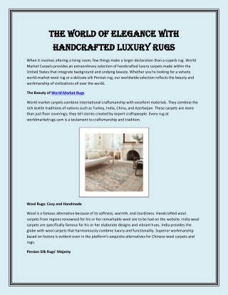 The World of Elegance with Handcrafted Luxury Rugs