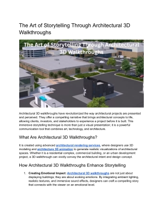 The Art of Storytelling Through Architectural 3D Walkthroughs