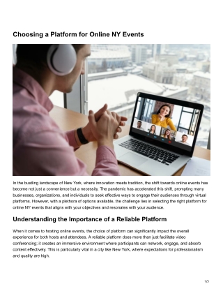 Choosing a Platform for Online NY Events
