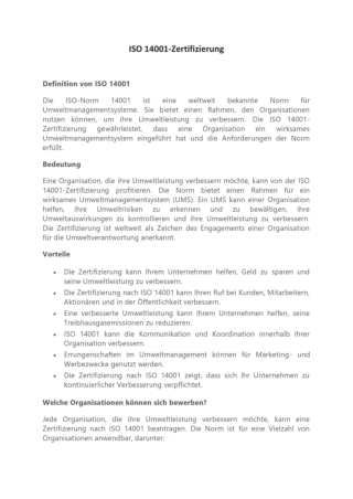 ISO 14001-Zertifizierung