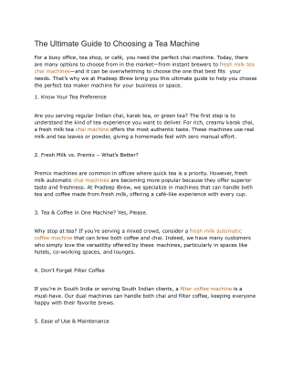 The Ultimate Guide to Choosing a Tea Machine