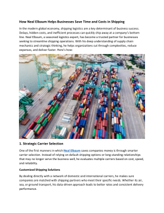 How Neal Elbaum Helps Businesses Save Time and Costs in Shipping (1)
