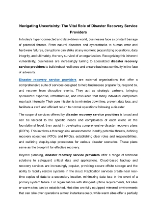 disaster recovery service providers