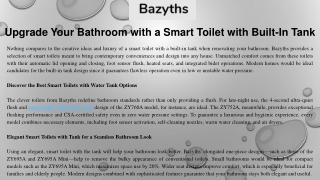 Upgrade Your Bathroom with a Smart Toilet with Built-In Tank