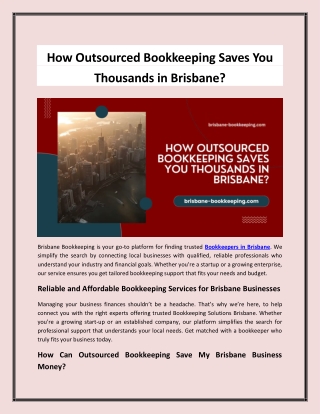 How Outsourced Bookkeeping Saves You Thousands in Brisbane?