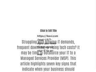 7 Clear Signs It’s Time to Outsource Your IT to a Managed Services Provider (MSP