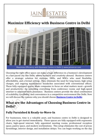Maximize Efficiency with Business Centre in Delhi