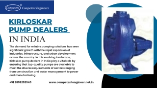 Kirloskar Pump Dealers in India Supporting Industrial Growth and Reliable Infrastructure