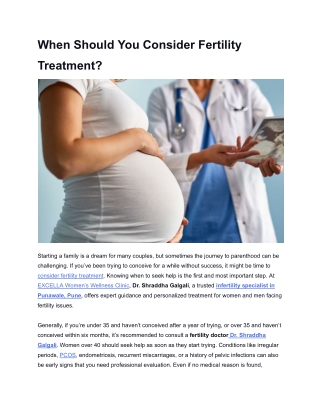 When Should You Consider Fertility Treatment