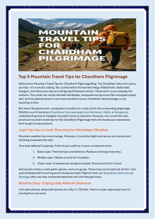 Top 5 Mountain Travel Tips for Chardham Pilgrimage