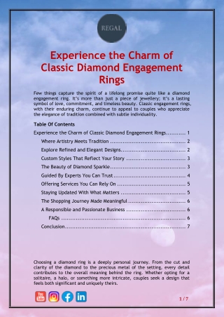 Experience the Charm of Classic Diamond Engagement Rings