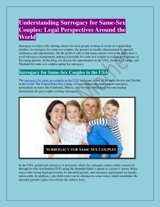 Understanding Surrogacy for Same-Sex Couples Legal Perspectives Around the World