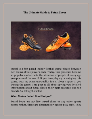 The Ultimate Guide to Futsal Shoes