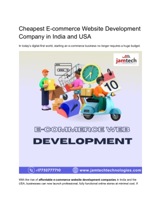 Cheapest E-commerce Website Development Company in India and USA