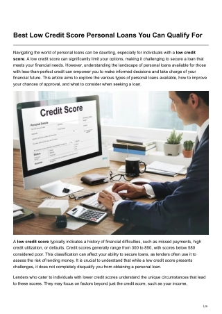 Best Low Credit Score Personal Loans You Can Qualify For