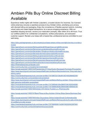 Ambien Pills Buy Online Discreet Billing Available