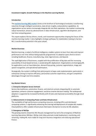 Investment Insights: Growth Pathways in the Machine Learning Market