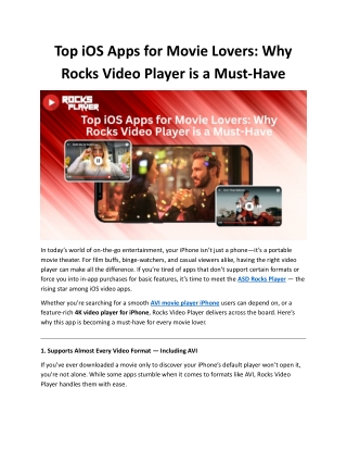 Top iOS Apps for Movie Lovers Why Rocks Video Player is a Must-Have