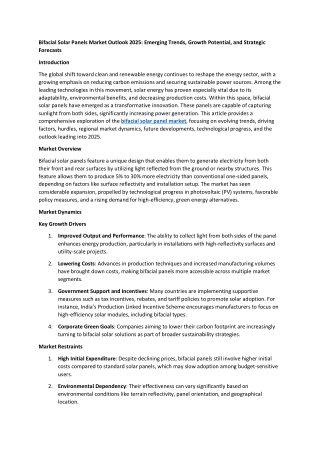 Bifacial Solar Panels Market Outlook 2025: Emerging Trends, Growth Potential, an