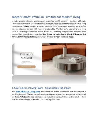 Tabeer Homes Premium Furniture for Modern Living