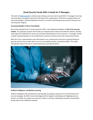 Cloud Security Trends 2025: What IT Managers Need to Know