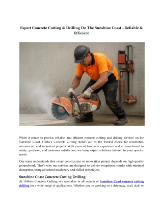 Expert Concrete Cutting & Drilling On The Sunshine Coast - Reliable & Efficient