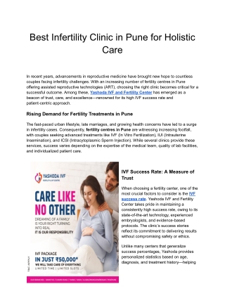 Best Infertility Clinic in Pune for Holistic Care