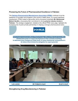 PPMA Pakistan Hosts Industry Leader Muhammad Mohsin Sendho – Boosting Pharma Industry Growth