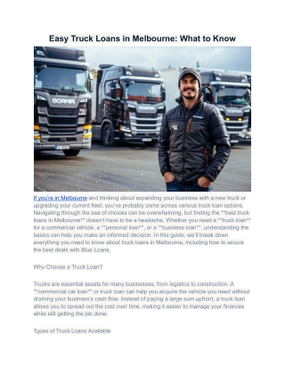 Commercial Vehicle Loans in Sydney