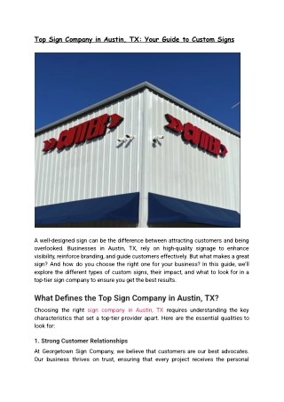 Top Sign Company in Austin, TX: Your Guide to Custom Signs