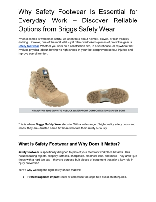 Why Safety Footwear Is Essential for Everyday Work – Discover Reliable Options f