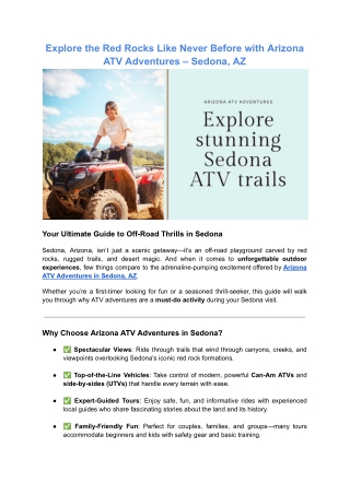 Explore the Red Rocks Like Never Before with Arizona ATV Adventures – Sedona, AZ