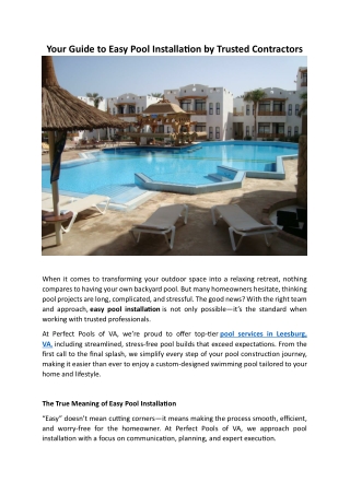 Your Guide to Easy Pool Installation by Trusted Contractors