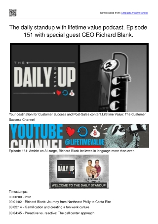 The daily standup with lifetime value podcast. special guest CEO Richard Blank.