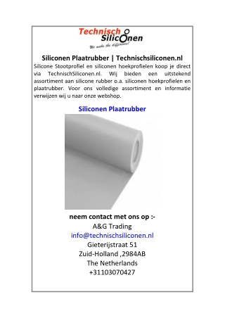 Siliconen Plaatrubber | Technischsiliconen.nl