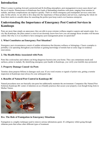 Understanding the Importance of Emergency Pest Control Services in Kamloops