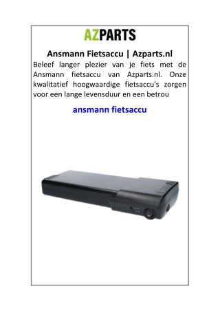 Ansmann Fietsaccu | Azparts.nl