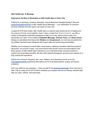 A&C Health spa  & Massage