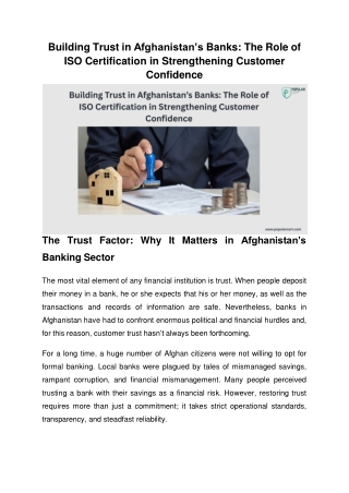 Building Trust in Afghanistan’s Banks_ The Role of ISO Certification in Strengthening Customer Confidence