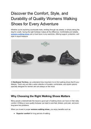 Discover the Comfort, Style, and Durability of Quality Womens Walking Shoes for