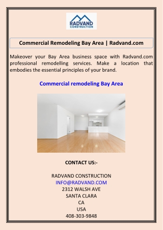 Commercial Remodeling Bay Area Radvand.com
